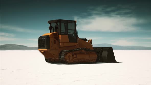 Road Grading Machine on the Salt Desert Road