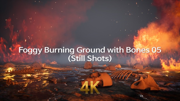 Foggy Burning Ground with Bones 4K 05(Still Shots)