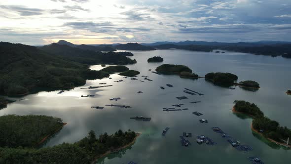 Aerial View of Fish Farms in Norway