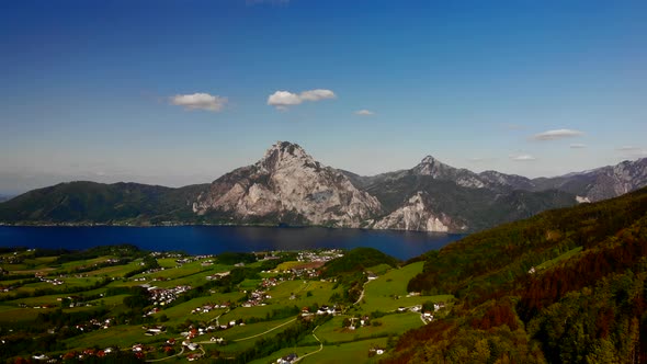 Beautiful view from the Mountains on an lake and a village