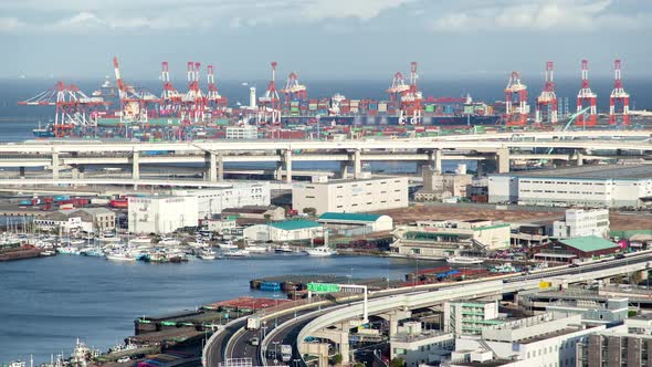 Yokohama Huge Dockland Area on Day Time Timelapse