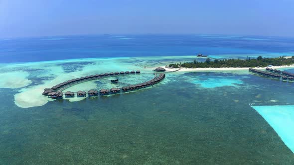 Aerial view of the Maldivian island Olhuveli