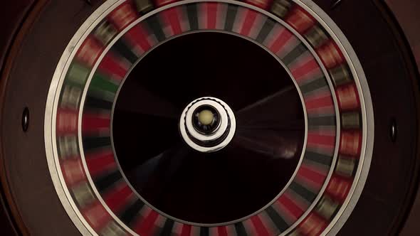 Croupier Spins the Classic Roulette, Quickly, White Ball