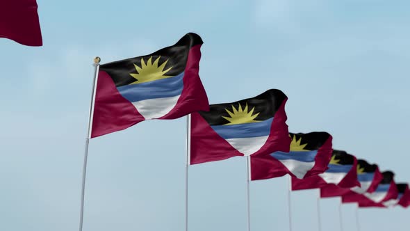 Antigua And Barbuda  Row Of Flags 