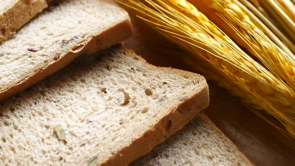 Detail Shot of Whole Grain Baked Bread on Table