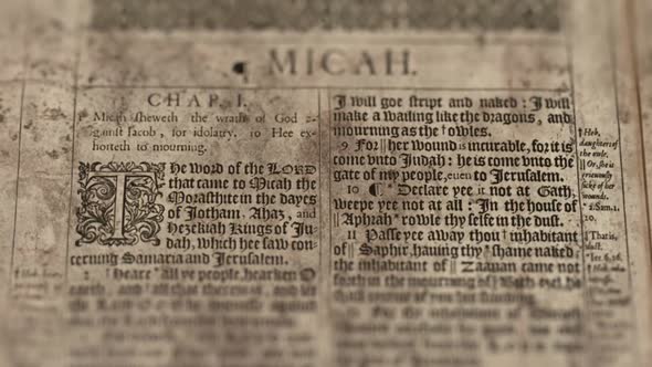 The Book Of Micah, Slider Shot, Old Paper Bible, King James Bible