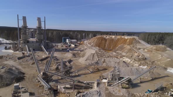 Aerial view of conveyor equipment, Sunny spring day 04