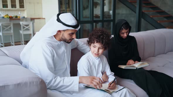 arabian family spending time together at home