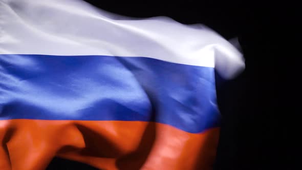 National Flag of Russia. Black background.