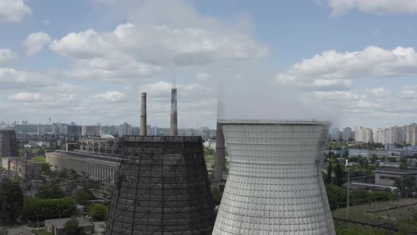 Electric Power Plant and Industrial Complex in Ukraine. Aerial view.