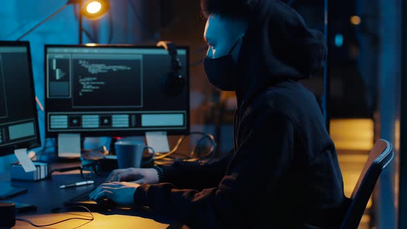 Hacker Using Computer for Cyber Attack at Night 25