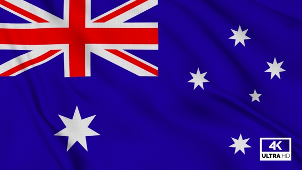 Australia Flag Waving Slowly Looped