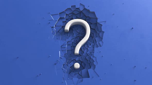 Large White Question Mark Animation Blue Background