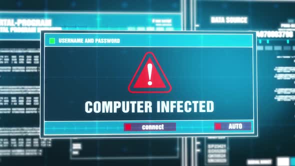 Computer Infected Warning Notification on Digital Security Alert on Screen.