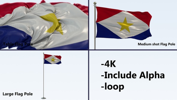 Saba  Pole Flag Pole Pack 4k-Loop