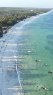 Tanzania  Vertical Video of the Ocean Near the Coast of Zanzibar Slow Motion