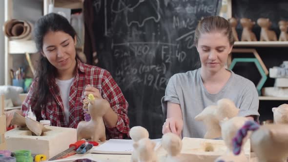 Women Creating Toys with Papier-Mache