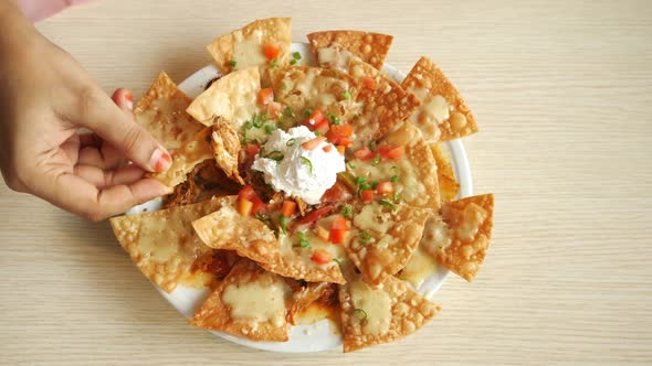 Corn Chips Nachos with Fried Minced Meat