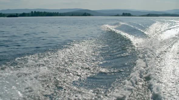 Motor Boat Water Trace on Lake