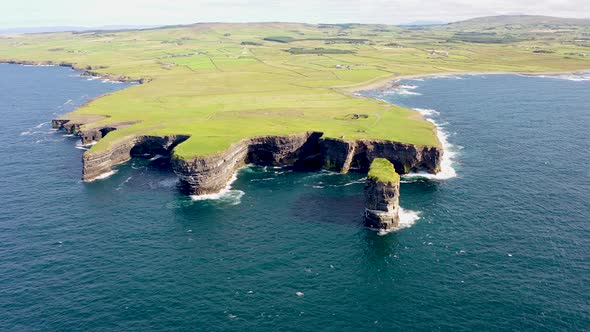 Aerial View of the Dun Briste Sea Stick at Downpatrick Head County Mayo  Republic of Ireland