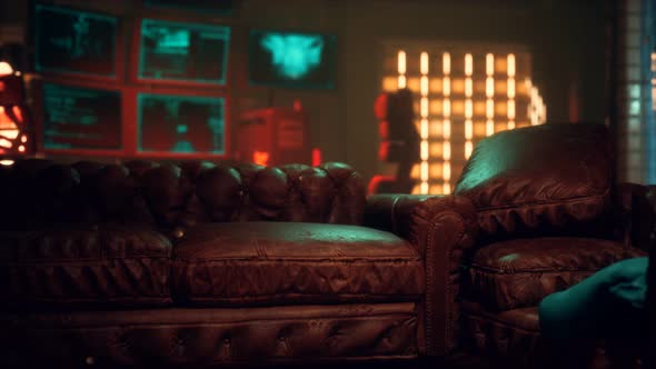 Sci Fi Futuristic Interior with Neon Lights