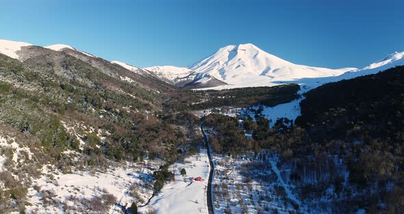 Corralco Chile Winter Snow On Lonquimay Volcano Andes Mountains Long