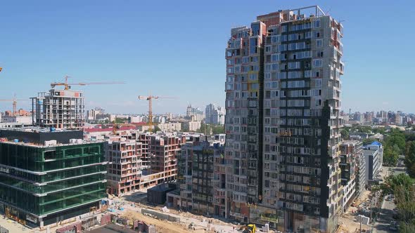 Drone Aerial View Modern Building Residential Complex Unit Home