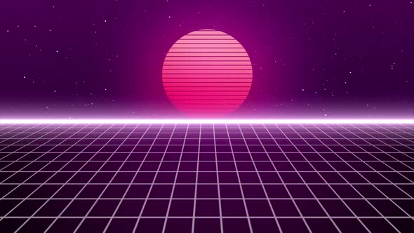 Retro Background Loop Animation, Retro High Tech Digital Background, Futuristic 80s Retro Animation