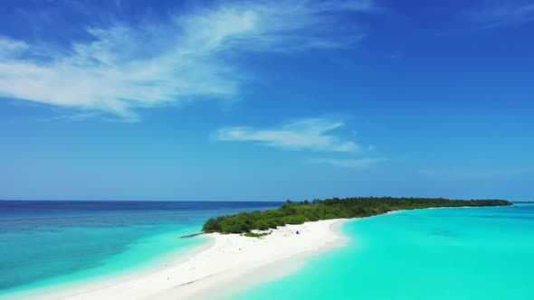 Aerial nature of exotic coastline beach trip by turquoise water and white sand background of a dayou