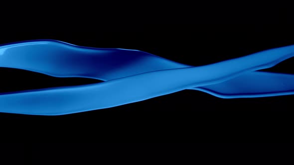 Super Slow Motion Shot of Twisting Blue Splash at 1000Fps Isolated on Black Background
