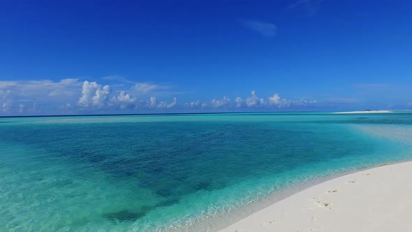 Sunny sky of sea view beach by water and sand background near waves