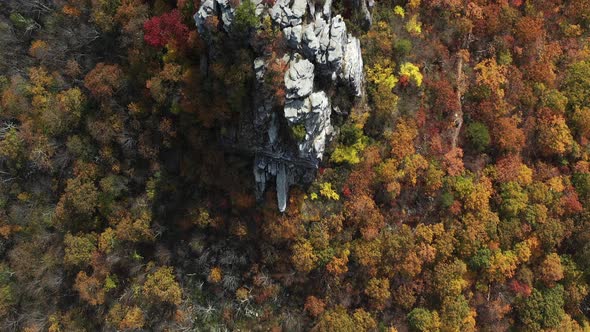 A bird's eye view of Big Schloss, a rock formation on Great North Mountain, the border between Virgi