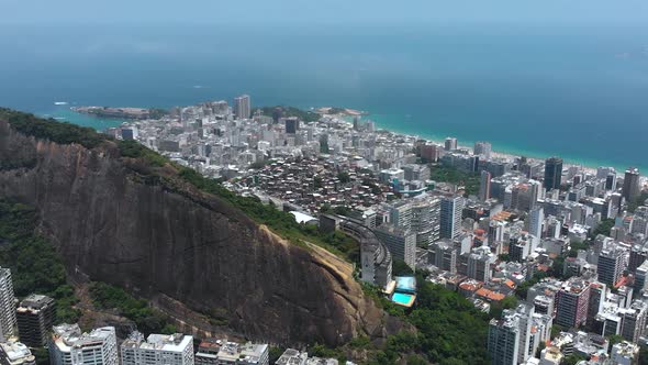 Hills, Mountains, Buildings, Skyscrapers (Rio De Janeiro, Brazil) Aerial View, Drone Footage