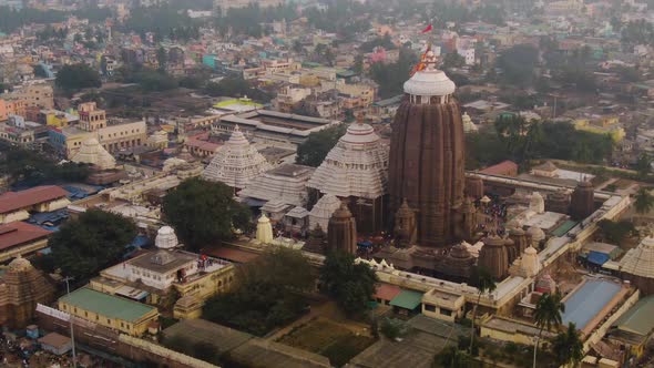 Orissa, India, Jagannath temple, 4k  aerial drone footage