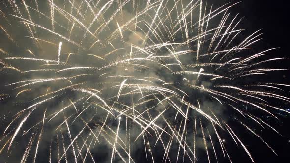 Fireworks Over the City Aerial View