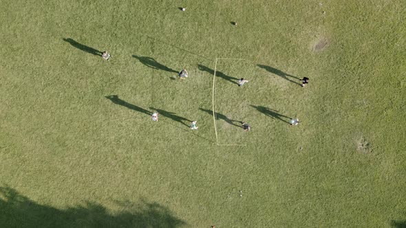 Aerial View of Drone Shot of People Playing Volleyball in Park 