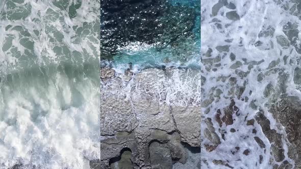 Three in One Vertical Video of the Sea Near the Shore