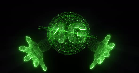 hand on Global network world map digital artificial intelligence Ai technology Data cloud 4G  Green