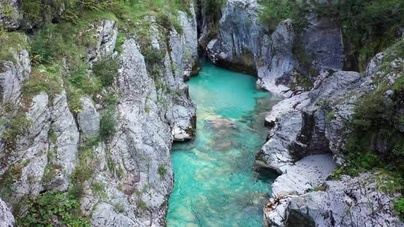 Flight above River in the Triglav National Park