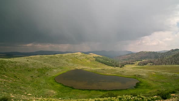 Timelapse of rain storm moving through the mountains