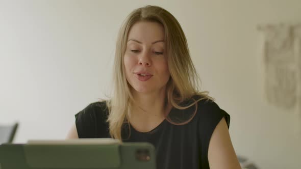 Female Worker at Online Internet Meeting