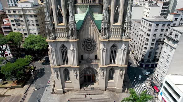 Metropolitan Cathedral of Sao Paulo at Sé Square ground zero downtown Sao Paulo