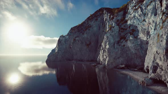 Massive Sea Cliffs and Waves of the North Sea on the Southern Coast