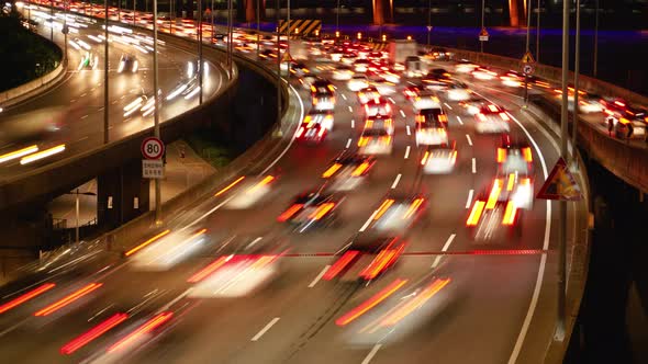 Night Close Road Traffic