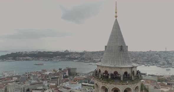 Istanbul Galata Tower And Golden Horn Aerial View 3