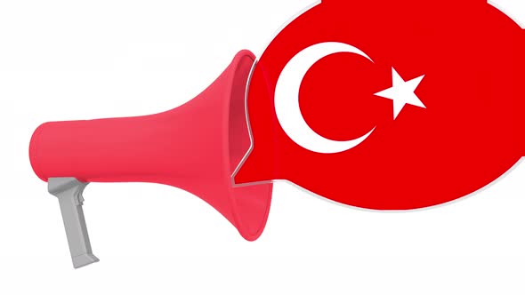 Loudspeaker and Flag of Turkey on the Speech Bubble