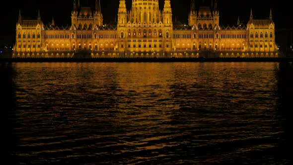 Building  of parliament in Hungarian capital Budapest from Margit bridge 4K 3840X2160 UltraHD footag