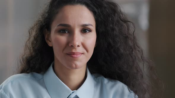 Dreamful Pretty Young Businesswoman Entrepreneur Attractive Arab Girl Woman with Curly Hairstyle