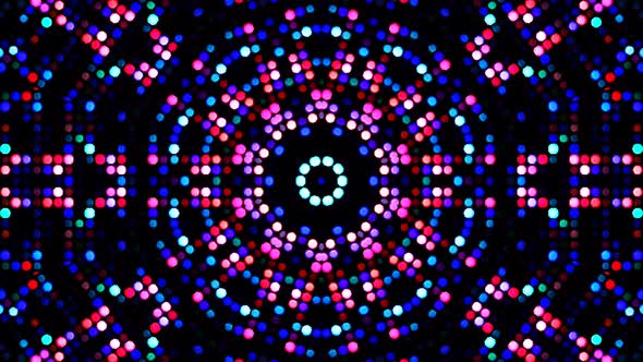 light wave abstract dots set full color kaleidoscope black background