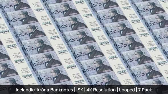 Iceland Banknotes Money / Icelandic  króna / Currency kr / ISK/ | 7 Pack | - 4K